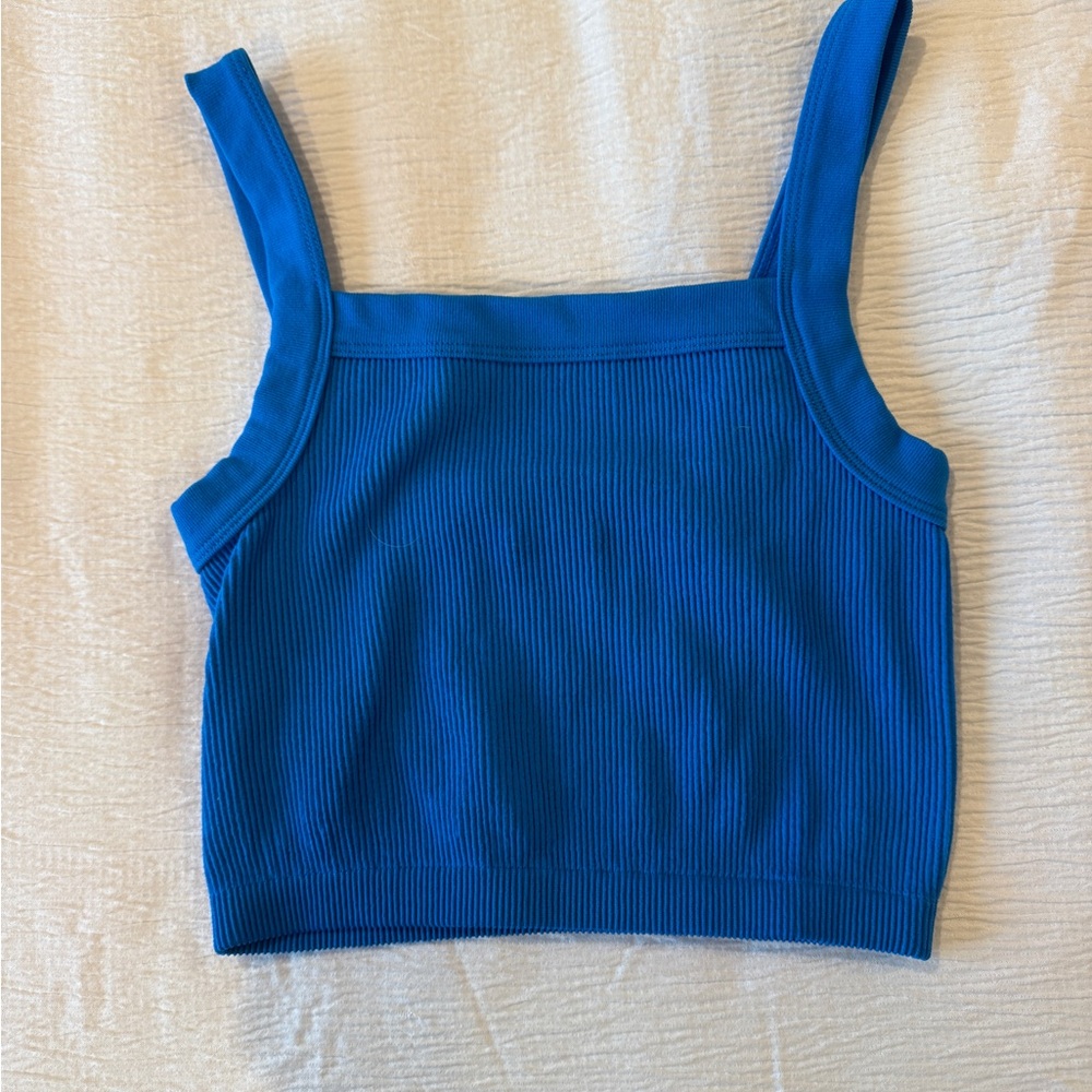 Cotton On Royal Blue Ribbed Crop Top